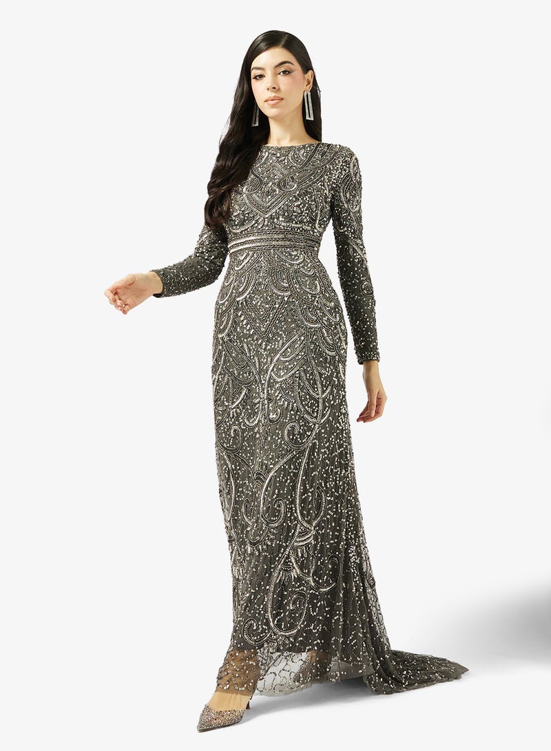 MARYISA Boat Neck  Sequin Maxi Dress - Image 1
